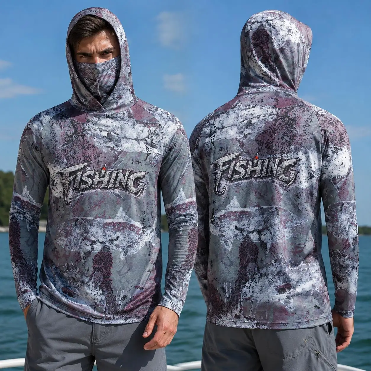 Fishing Mask Sun Protection - Camisa de pesca con capucha para