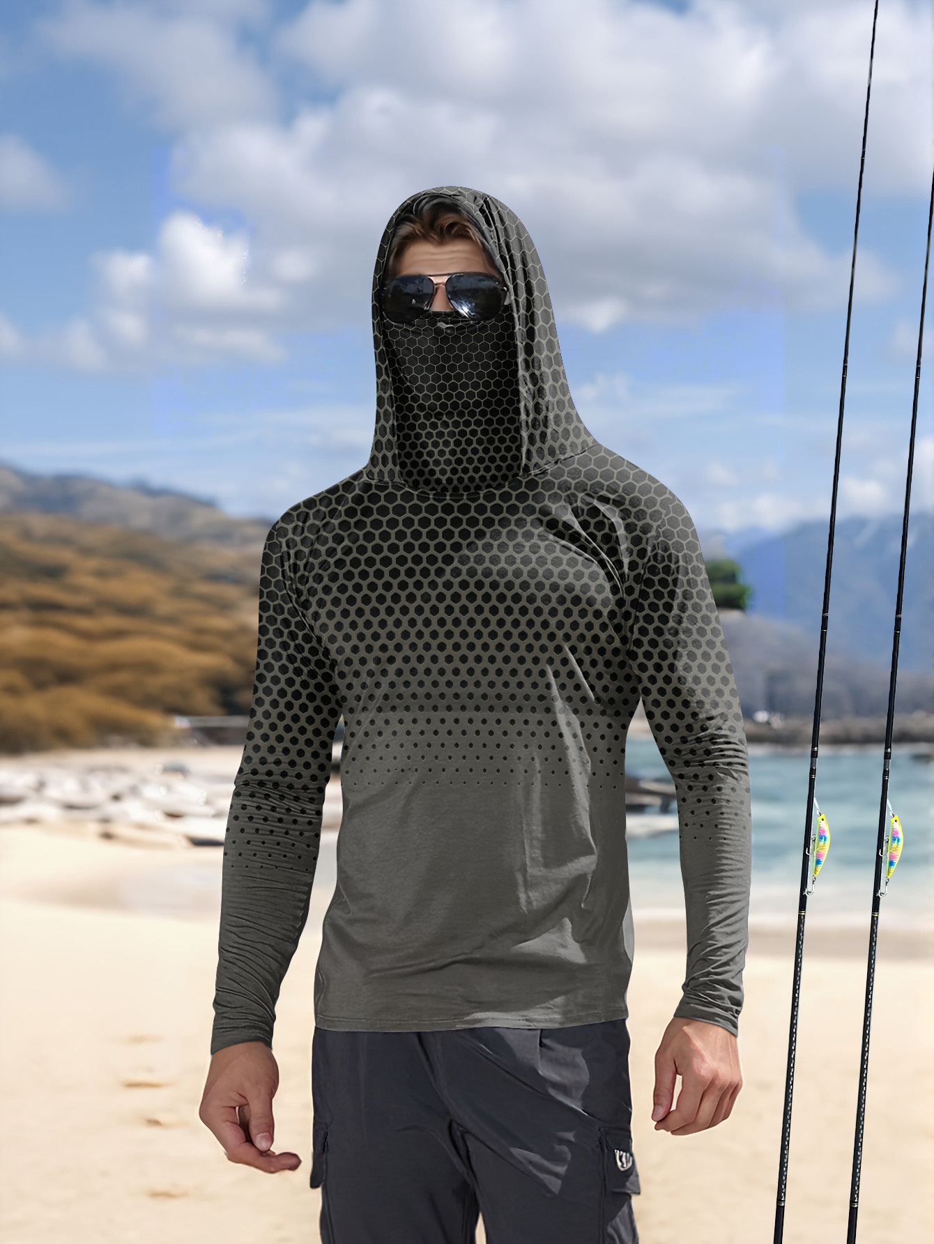 Fishing Shirt Uv Protection - Camisa con capucha para hombre con