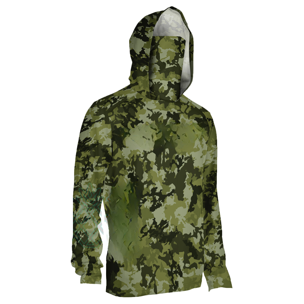 Fishing Mask Sun Protection - Sudadera con capucha de camuflaje verde